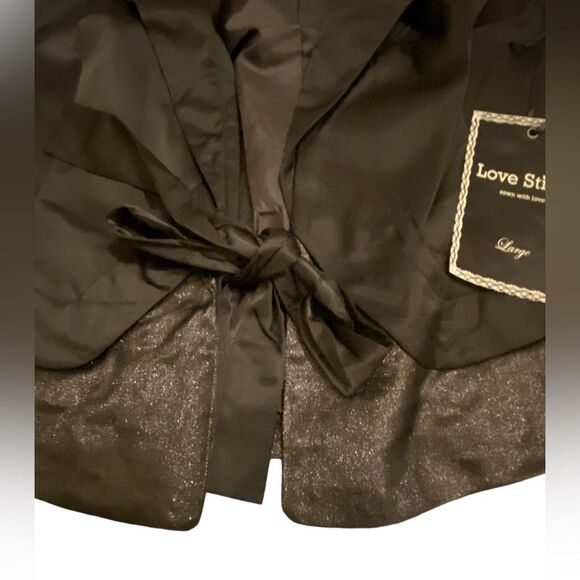 Women’s NWT Love Stitch black lapel layered center tie vest L sexy Holiday party - Picture 2 of 12